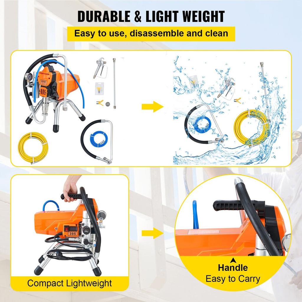High Pressure Airless Wall Paint Spray Gun Sprayer Machine Spraying 2000w