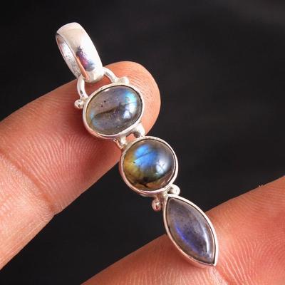 Labradorite Gemstone 925 Sterling Silver Women Jewelry Handmade Pendant