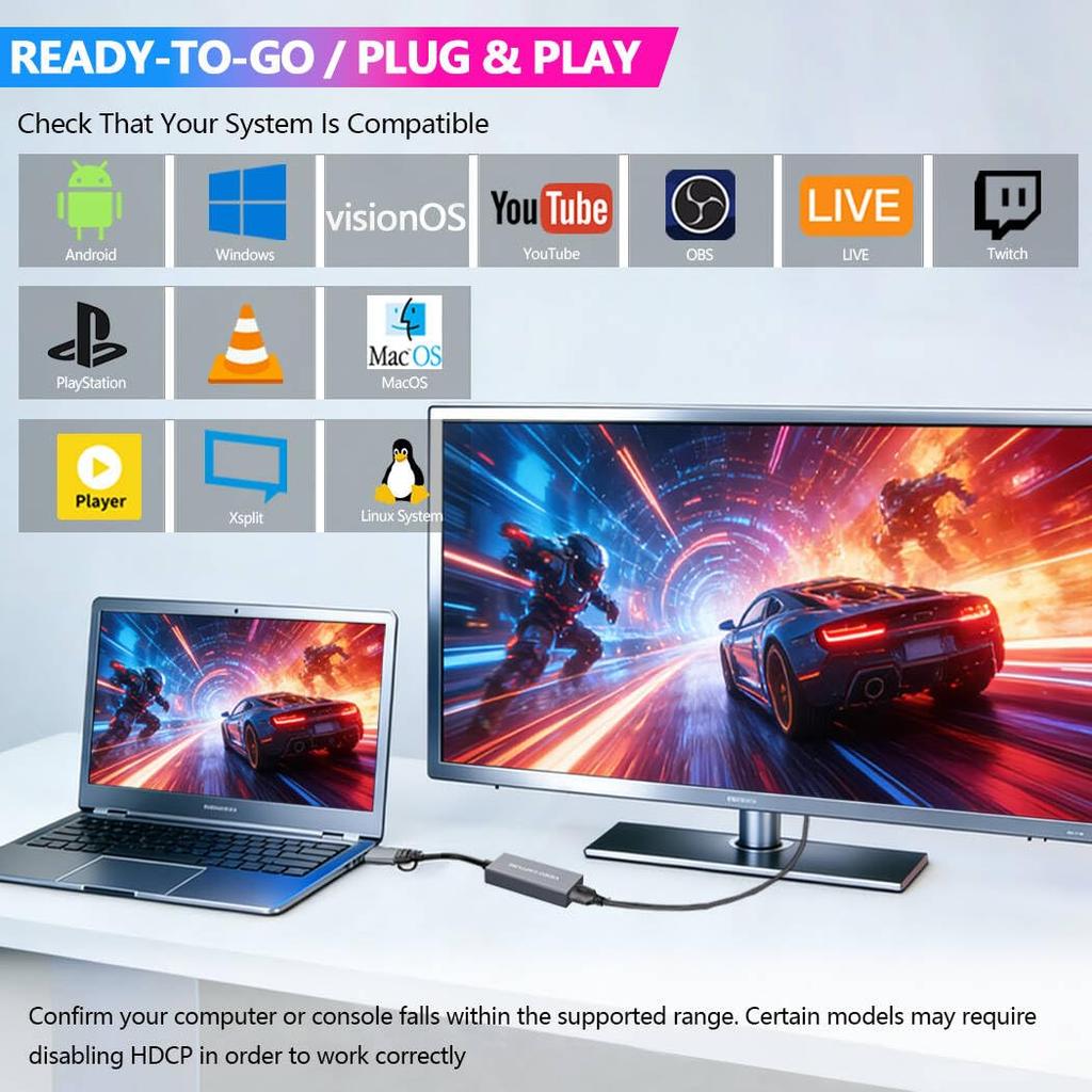 Scheda di acquisizione USB 3.0 Y&H: Supporta Pass-through 4K e Registrazione 1080p 60fps, Acquisizione Video per Registrazione Giochi HD Ideale per Streaming di Giochi e Live