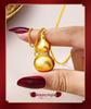Retro Vietnamese Gold Gourd Necklace with Zircon Inlay - Versatile Pendant Chain for Men and Women