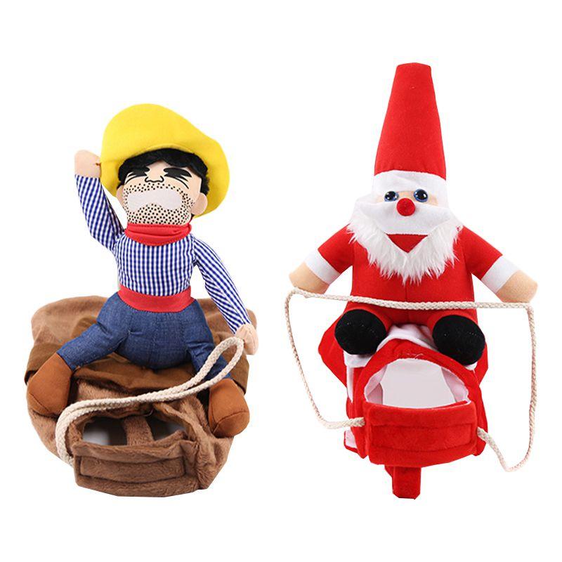 Rider Dog Christmas Costume Knight Style With Doll And Hat Pet Dressing Suit