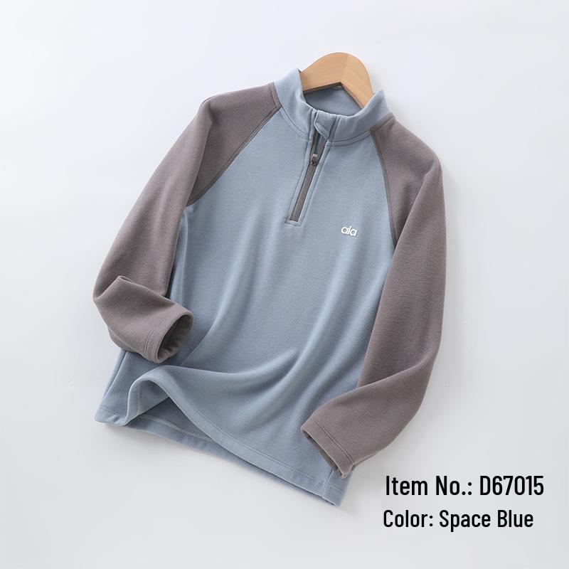 Boys' Stand-Collar Sports Tee, Girls' Soft Spring/Autumn Half-Zip Sweater, Warm Parent-Child Hoodie