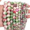 1 Strand 4/6/8/10/12mm Green Red Natural Persian Jade Stone Beads Round Loose Beads For Jewelry Making DIY Bracelets Necklace