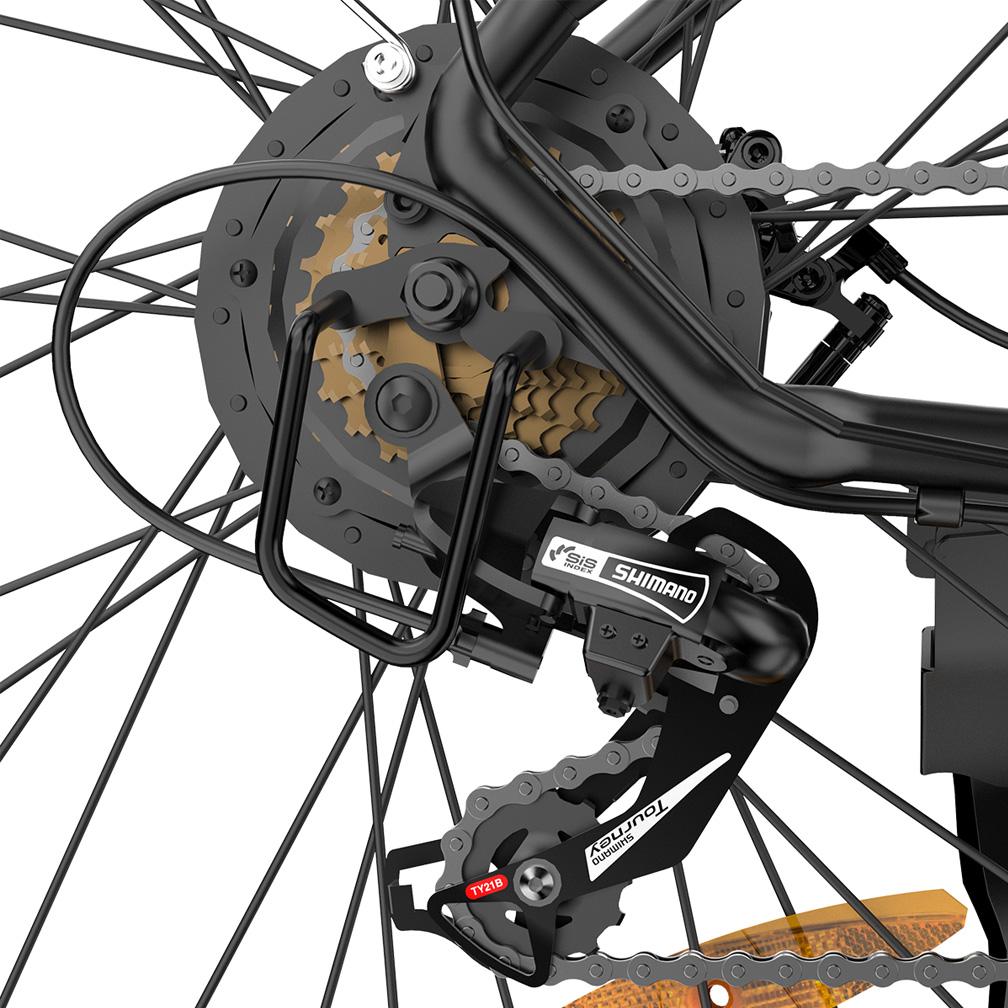 Eskute Polluno Plus26 Alloy Frame E-Bike 250W, 36V 20Ah, Shimano 7-Speed, Taillight, 26" High-Speed Tires Commuter E-Bike for Adult