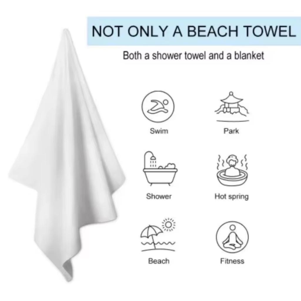 Asciugamano da Spiaggia Floreale Retrò, Stampa Vintage Arancio Bianco 2D Piatto Asciugatura Rapida Assorbente Microfibra Vacanza Estiva Moda