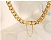 Exaggerated 18K Gold-Plated Titanium Steel Cuban Necklace & Bracelet Set - European/American Hip Hop Style