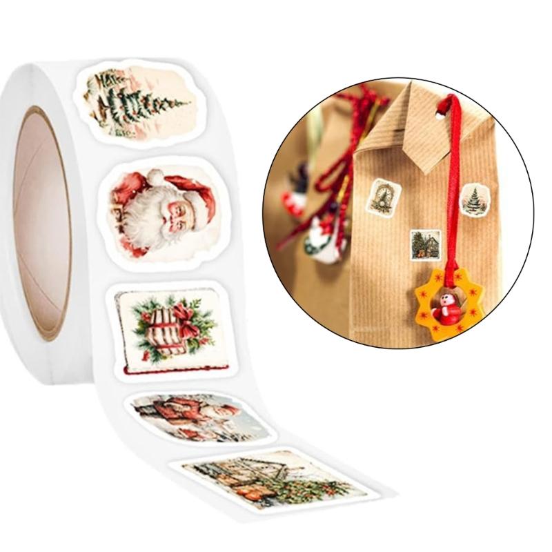 1000 Stück Weihnachtsverpackungsetiketten Klebeetikett Weihnachtsdekorativer Aufkleber für Scrapbooking Umschlagversiegelung Verpackung