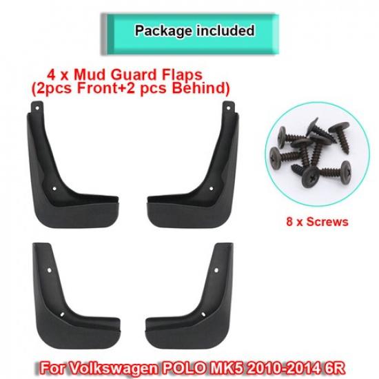 4 PCS For Volkswagen POLO MK5 2010 2011 2012 2013 2014 6R Car Mudguards Mudflaps