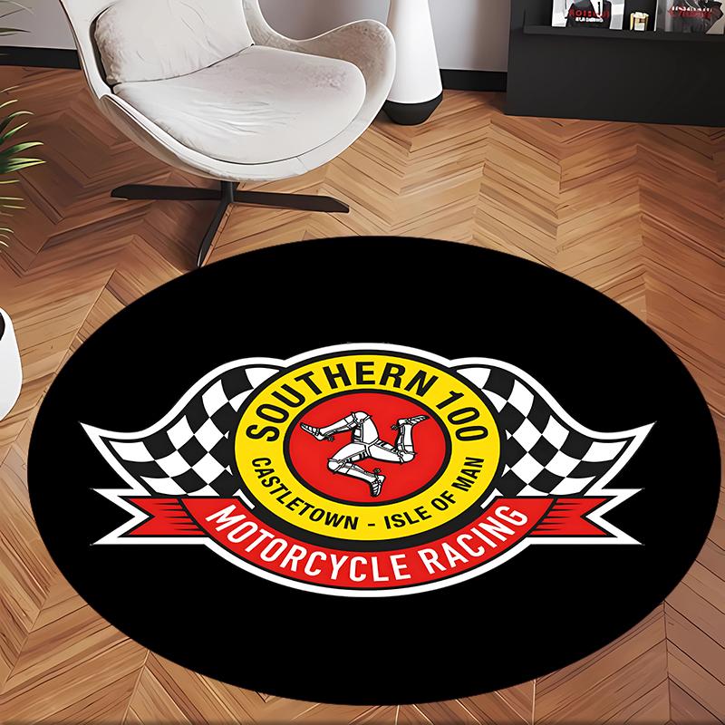 Lsle Of Man Tt (1) Round Office Rug Decorative Floor Rug for Office Bedroom Living Room and Home Space