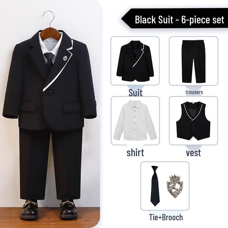 Boys' British Gentleman Suit Set - Formal Wear for Piano, Host Speech, or First Birthday