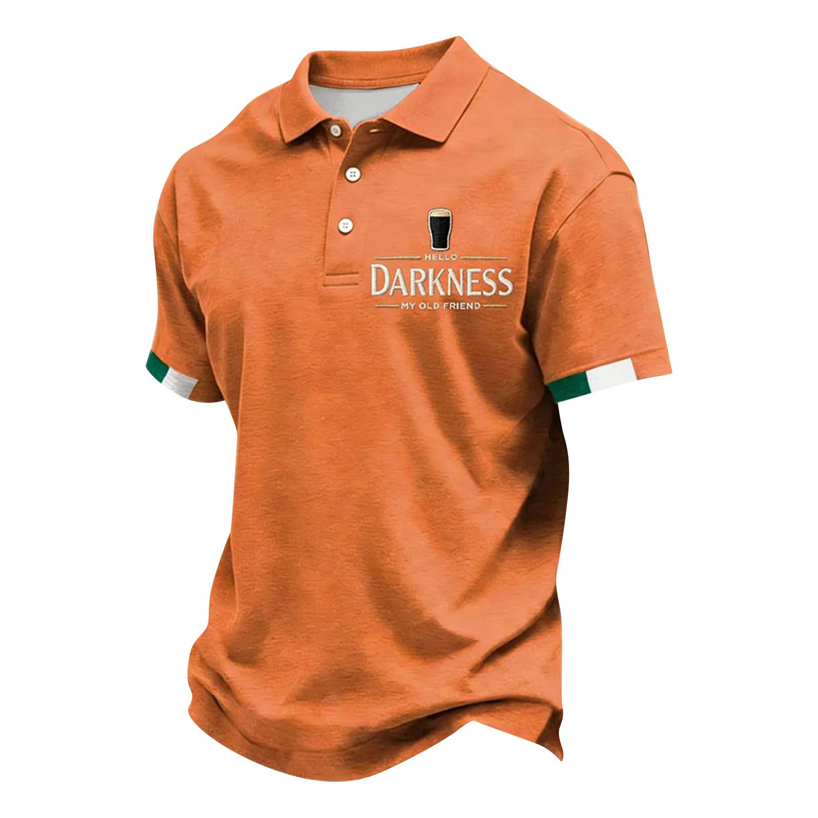 

Men s Stand Collar Decorative Button Casual Short-Sleeve Shirt XL помаранчевий