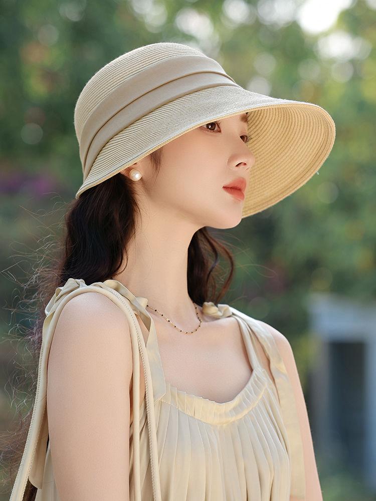 New Straw Hat Women's Summer Woven Hollow Breathable Sun Shade Sun Protection Cap Foldable Cap