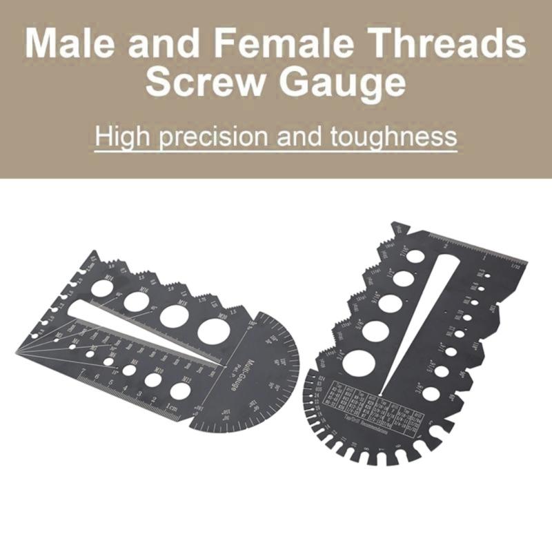1Pack Metric and British Thread Screw Gauge Clear Scale Thread Gauge for Accurate Measurement in Stainless Steel