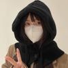 Chapéu de inverno feminino cachecol conjunto balaclava chapéu com cordão slouchy quente com capuz cachecol de malha pulôver chapéu acessórios de fantasia