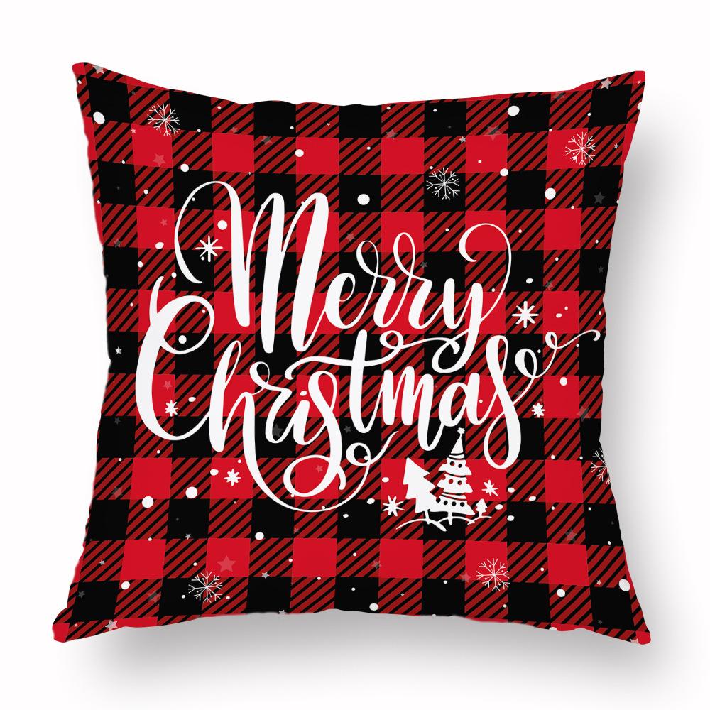 Christmas Hug Furniture Pillowcase Red Plaid Sofa Waist Support Pillow Home Home Decor Linen