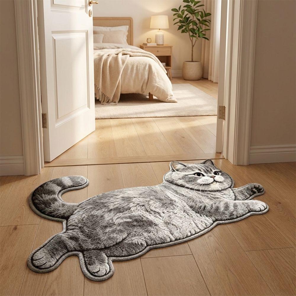 2D Home Decor Carpet Anti-fouling Cartoon Carpet Cute Cat-Shaped Area Rug  Living Rooms