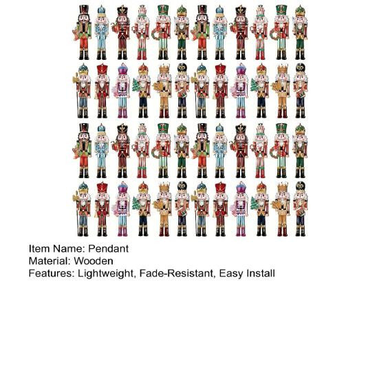 Indoor Christmas Tree Trim 48Pcs Nutcracker Wooden Ornaments, Classic Soldier Hanging Decorations, Vintage Holiday Gift for Friends Wood