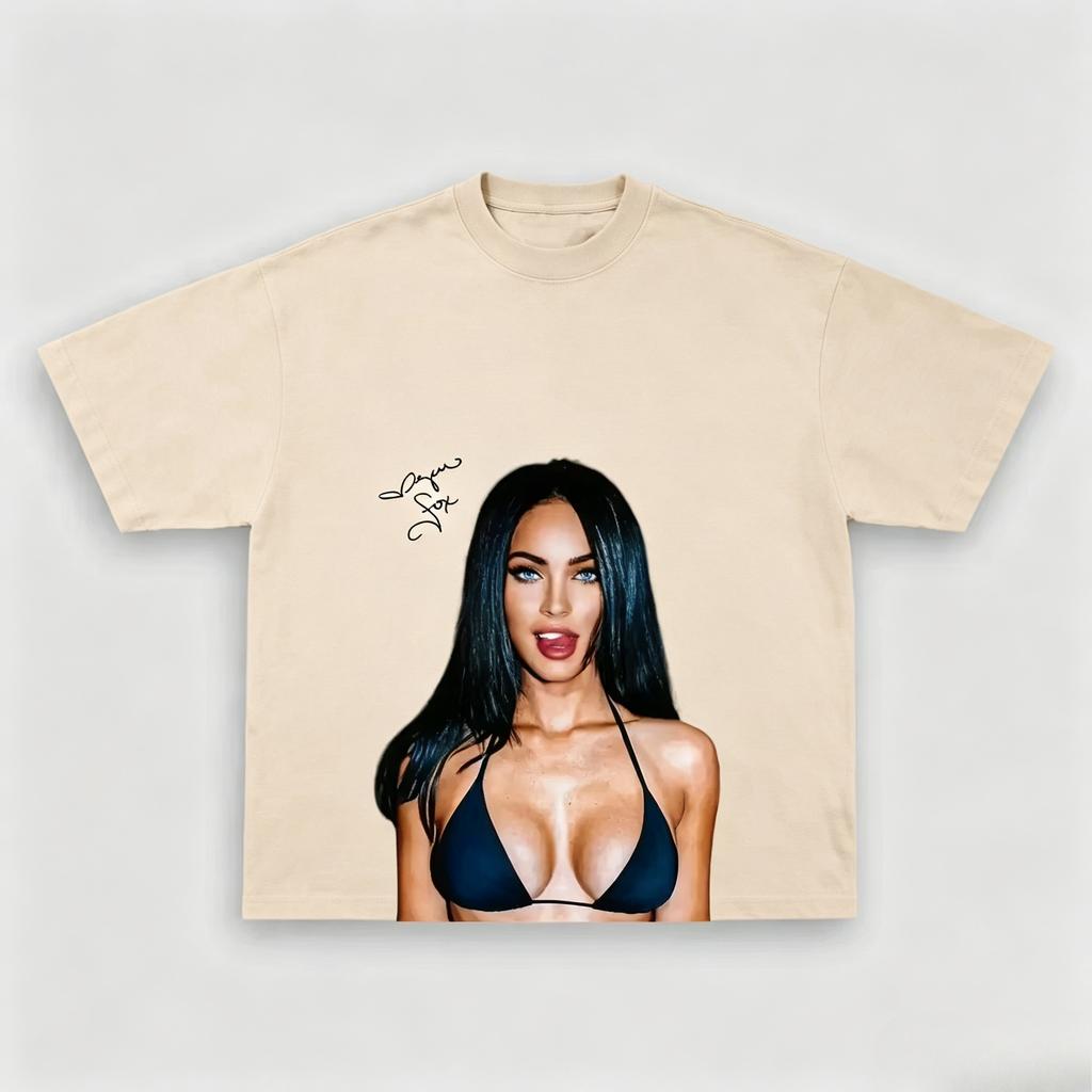 2026 Summer Fashion New Oneck Oversized Short Sleeve Unisex Fashion Tshirt Megan Signature Portrait Graphic Cotton Shirt