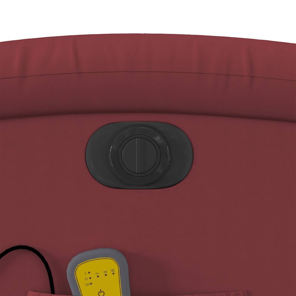 Electric Massage Recliner with Rising Function Burgundy Faux Leather