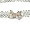 Meier Strass-verzierter Taillenkette - Damen süß & schick elastisches Perlen Skinny-Gürtel