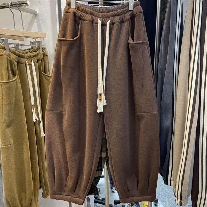 Pants for Women Elastic High Waist Long Trousers Plus Size Thickened Stretchy Versatile Casual Wide Leg  Pants