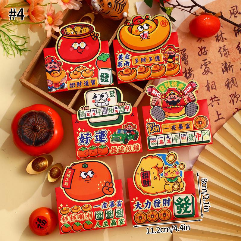 6pcs Chinese New Year Red Envelopes Cartoon Cute Snake Hongbao Spring Festival Red Packets Wedding Envelope Snake Money Packets