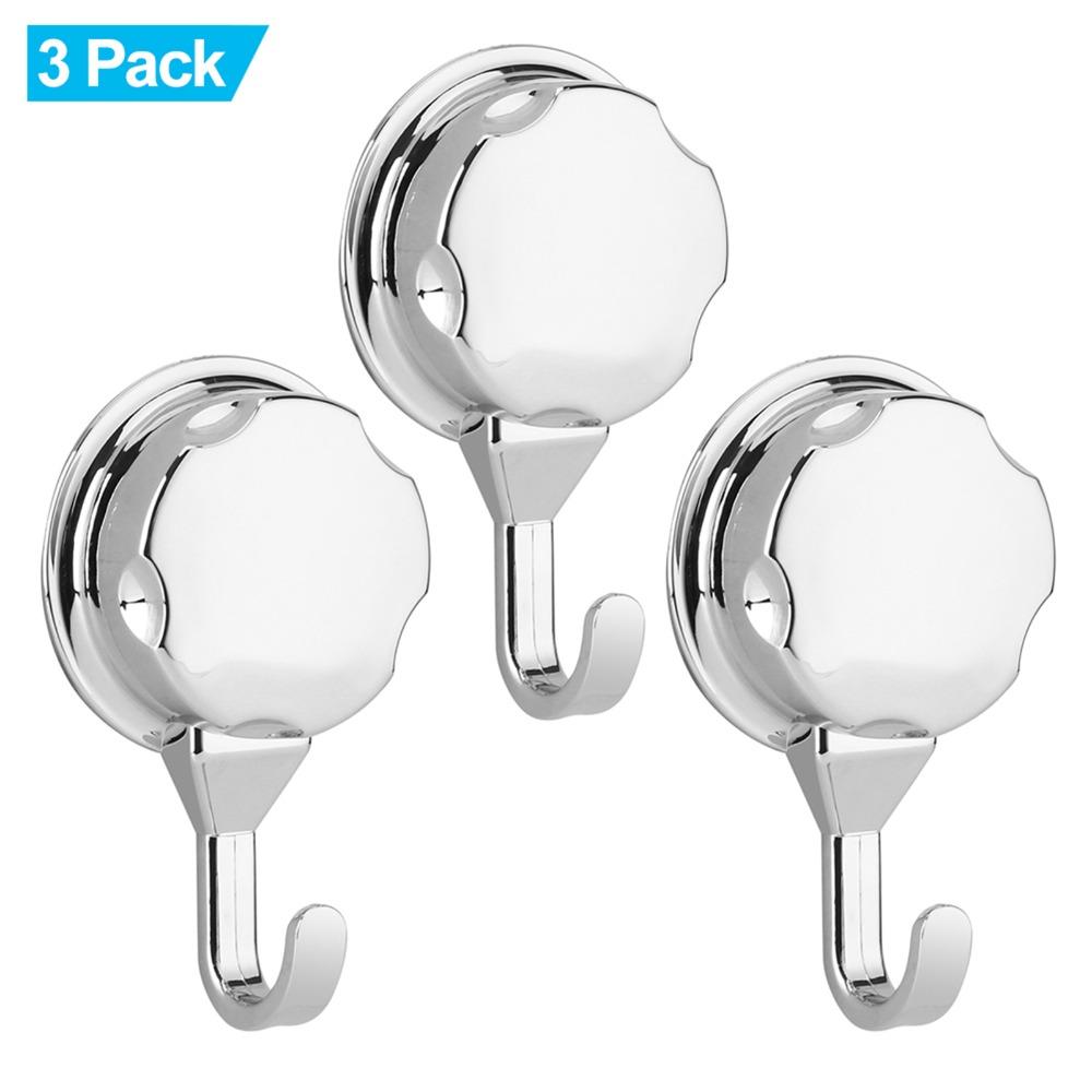 3 PCS Silver Suction Cup Hook ABS Robe Hook Versatile Towel Hook  Flat Smooth Surface