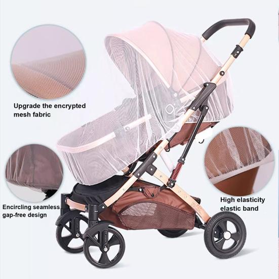 Baby Stroller Mosquito Net Breathable Mesh Lightweight Stroller Mosquito Protection Cover Foldable Universal Full Cover Stroller Netting with Elastic