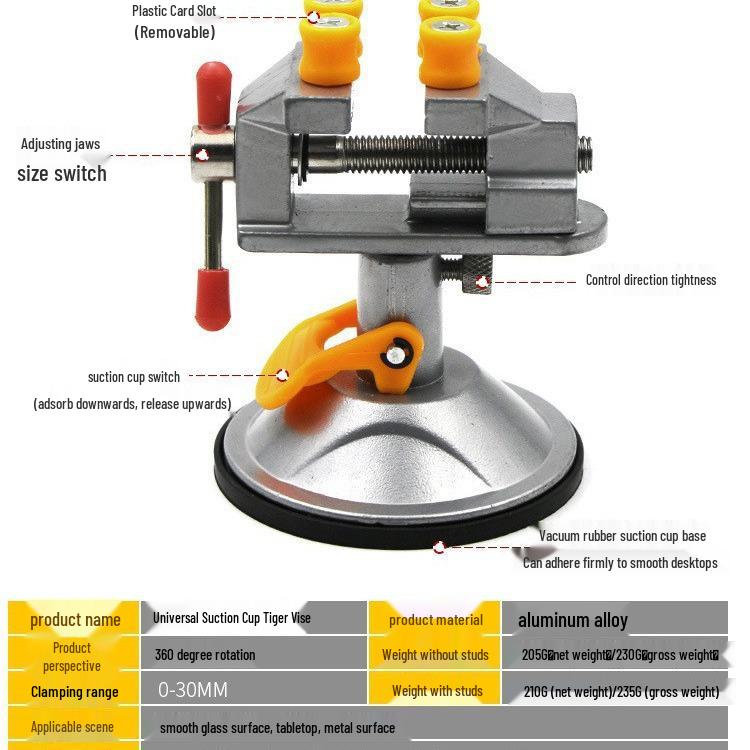 Aluminum Alloy Suction Cup Vise for Wood and Jade Carving