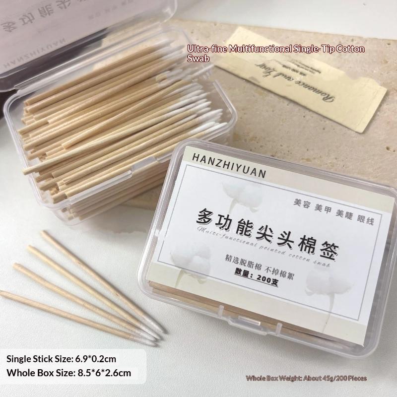 200Pcs Professional Manicure Cotton Sticks Wooden Tip Disposable Nail Polish Remover Cleaning Wands Single head