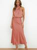 Luxury Satin Sleeveless Dress for Women - Elegant Evening Gown for  Spring/Summer Collection