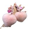 New Creative Real Fur Rex Rabbit Hair Pink Love Chain Car Exquisite Schoolbag Pendant Couple Pendant Cute Bag Charm
