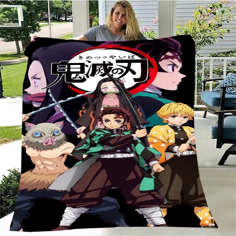 Moda Ghost Blade Stampa 3D Personaggio dei Fumetti Kamado Nezuko Sfondo Ragazza Regalo Coperta Letto Divano Coperta da Viaggio Campeggio