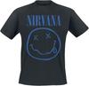 Nirvana Men's Blue Smile Face Logo Slim Fit T-Shirt Medium Black