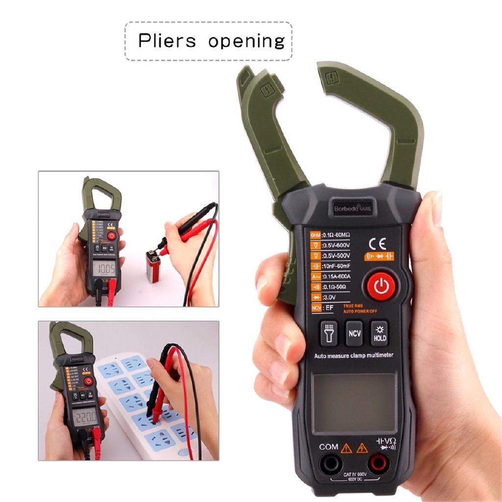 668E Digital Clamp Meter Multimeter Aut Identification 6000 Counts DC AC Resistance Capacitance NCV Tester Range Measure