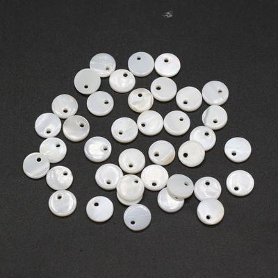 30Pcs/Pack Natural Freshwater Shell Pendant with Hole, White Round Flake Charms for Jewelry Making DIY Necklaces Bracelets Earrings Accessories
