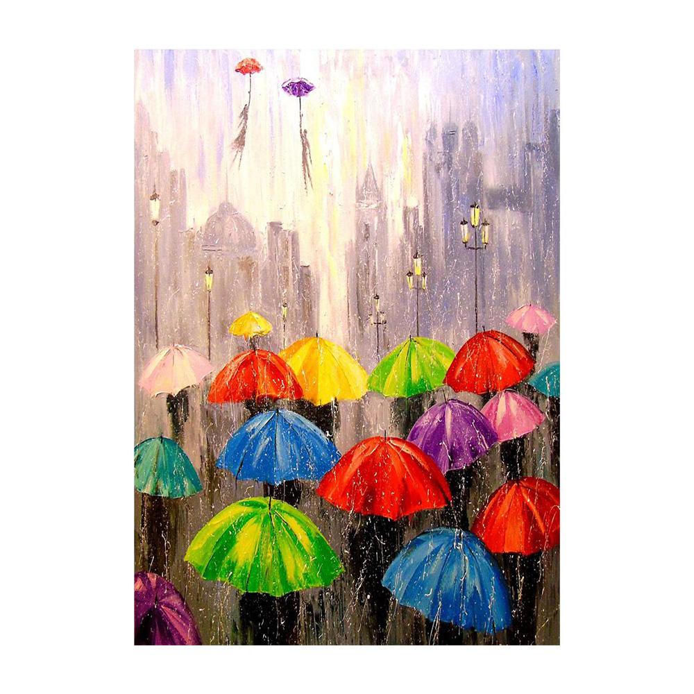 Nordycki Jesienny Deszczowy Pejzaż Plakat Płótno Obraz Olejny Zakochani Spacerujący Obraz Ścienny do Nowoczesnego Salonu Dekoracja Domu