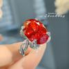 Luxury Chinese Red Yellow Diamond Ice Cut Women Ring Fashionable Nest Cut Pigeon Egg Diamond Ring