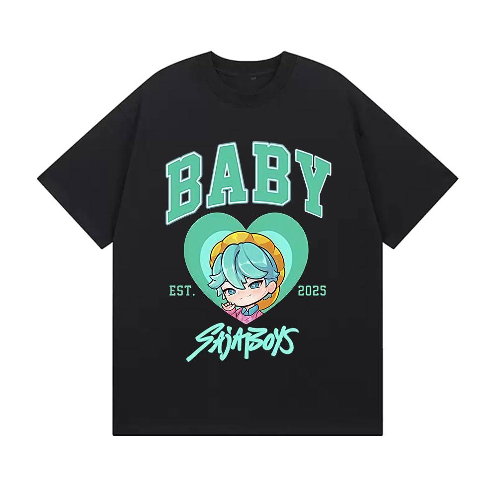 2025 Summer Baby Saja Boys K-pop Demon Hunters Graphic Men Fashion Cozy 100% Pure Cotton Printed T-shirt  Harajuku Tops