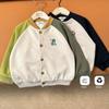 Right European Style Boys' Knitted Cardigan Baseball Jacket Autumn Outfit Spring and Autumn 2024 New Trendy Children's Clothing Toddler Autumn