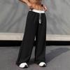 Autumn/Winter Contrast Lace High-Waist Wide-Leg Sweatpants