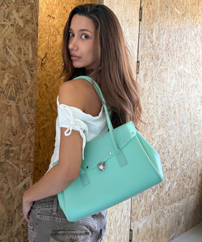 Christine Project [Free Sunglasses Bag Charm] Stud Jelly Shoulder Bag (Mint)