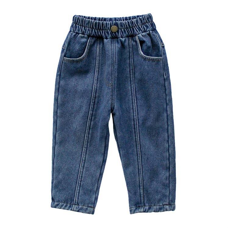 Children's Plush Thickened Jeans Winter Pants Korean Boys' Foreign Style Warm Baby Casual Pants Toddler Girl Jeans Kids Outfit