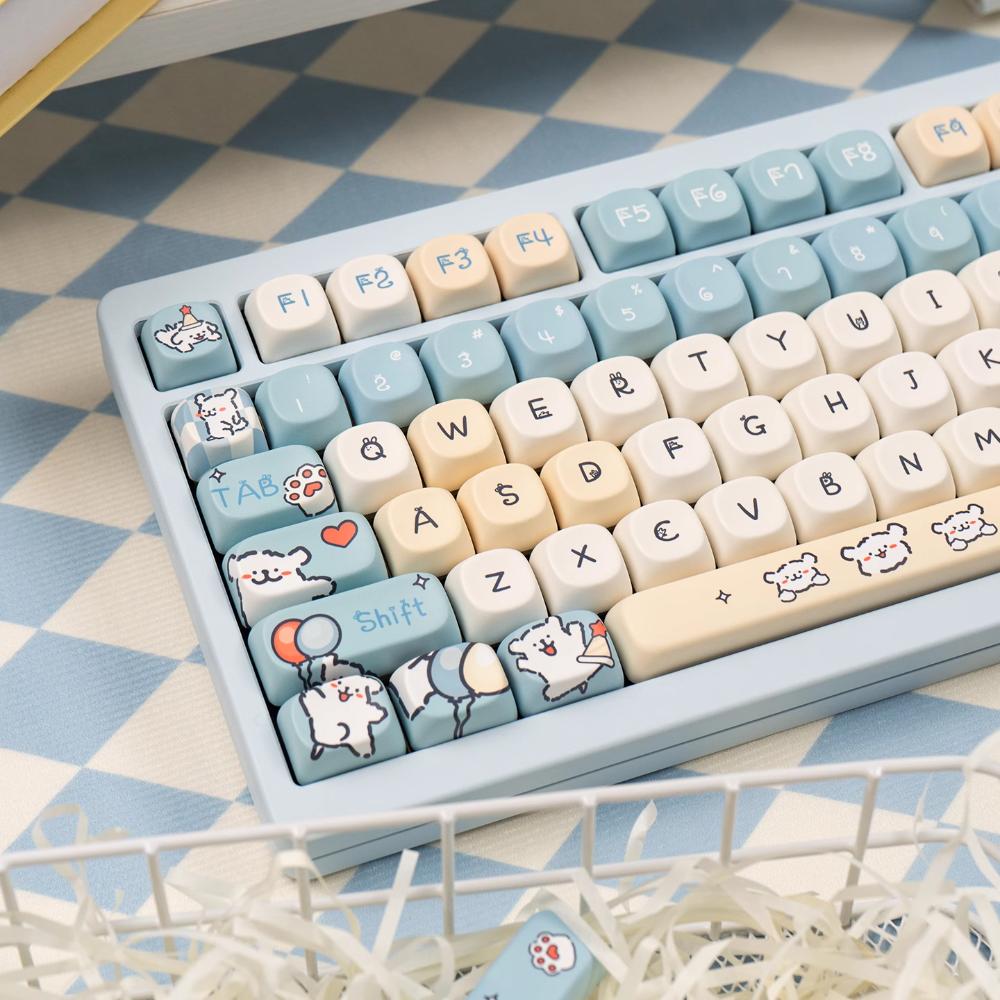 125 Key Line Puppy Keycap Set PBT Cute Type MOA Keycap Compatible MX Switch Wooting Mechanical Keyboard
