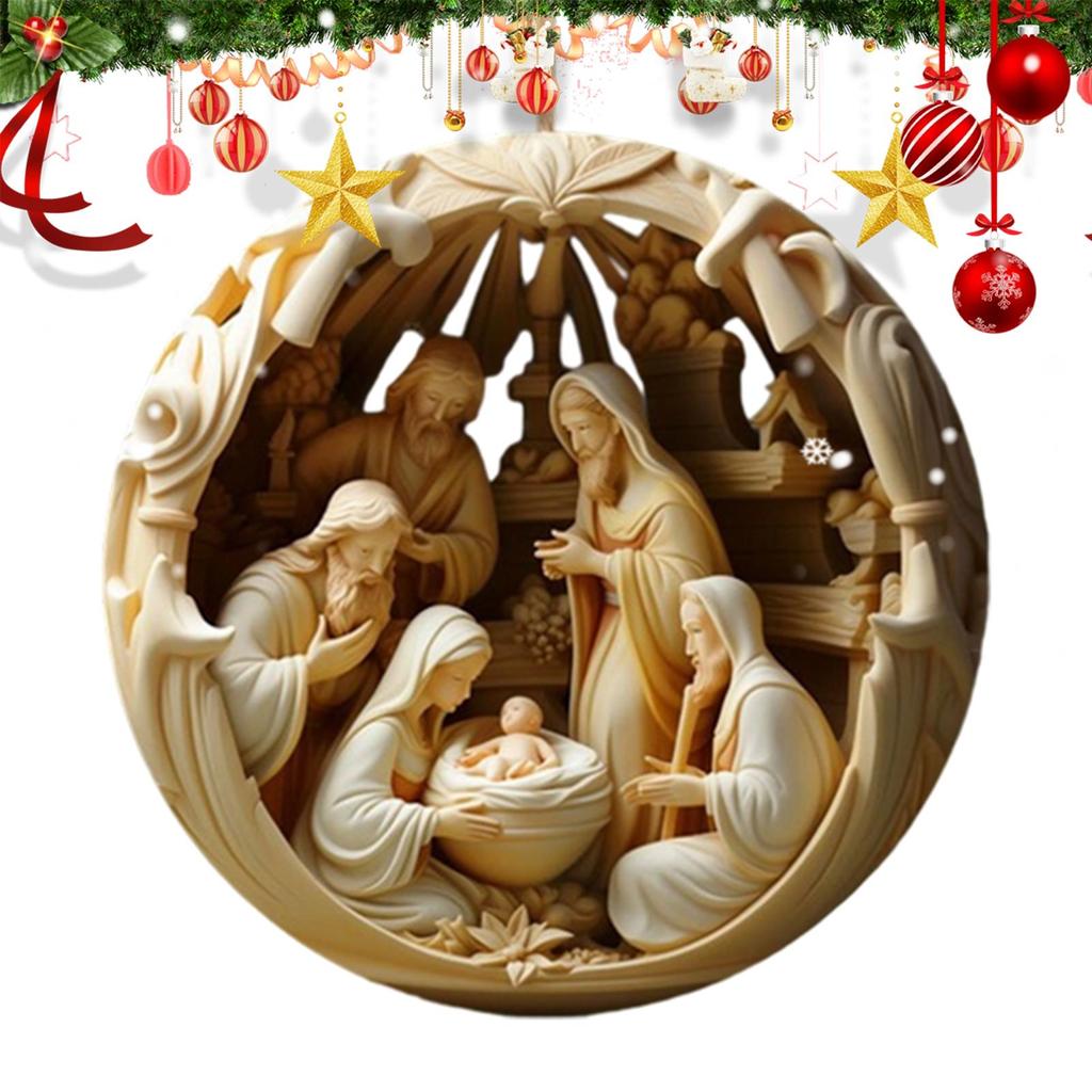 2D Painted Acrylic Nativity Christmas Pendant Christmas Tree Ornaments Creative Christmas Party Decoration Xmas Home Decor