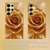 Golden Rose Plated Glass Phone Case Suitable for Samsung Galaxy S26 S25 S24 S23 S22 S20 FE/Ultra/Plus 5G Anti Drop Back Cover