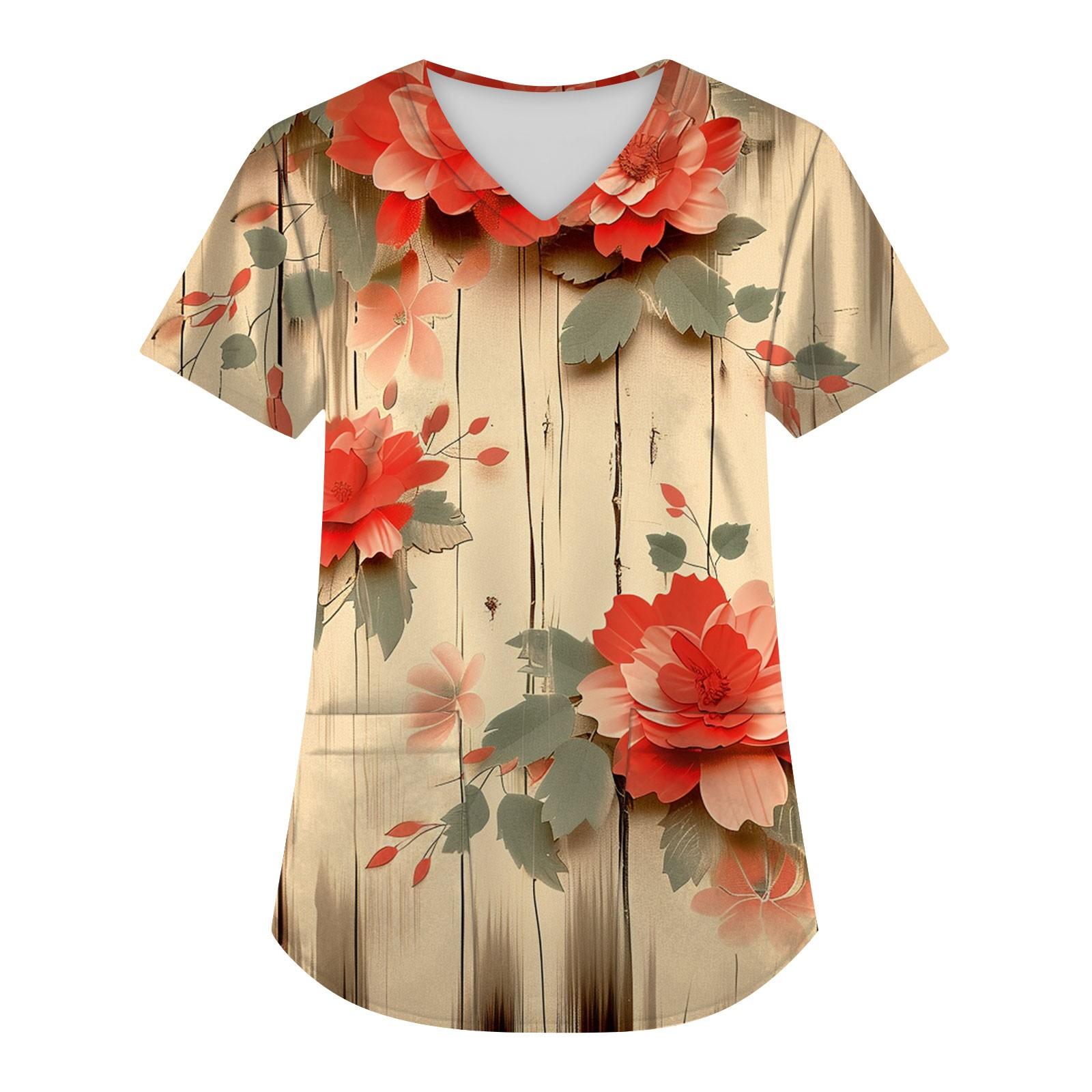 

Плюс размер печатной рабочей формы, топы для женщин, v-образный вырез, рождественский принт, забавные футболки с короткими рукавами, рабочая одежда, футболка с карманами XL жёлтый