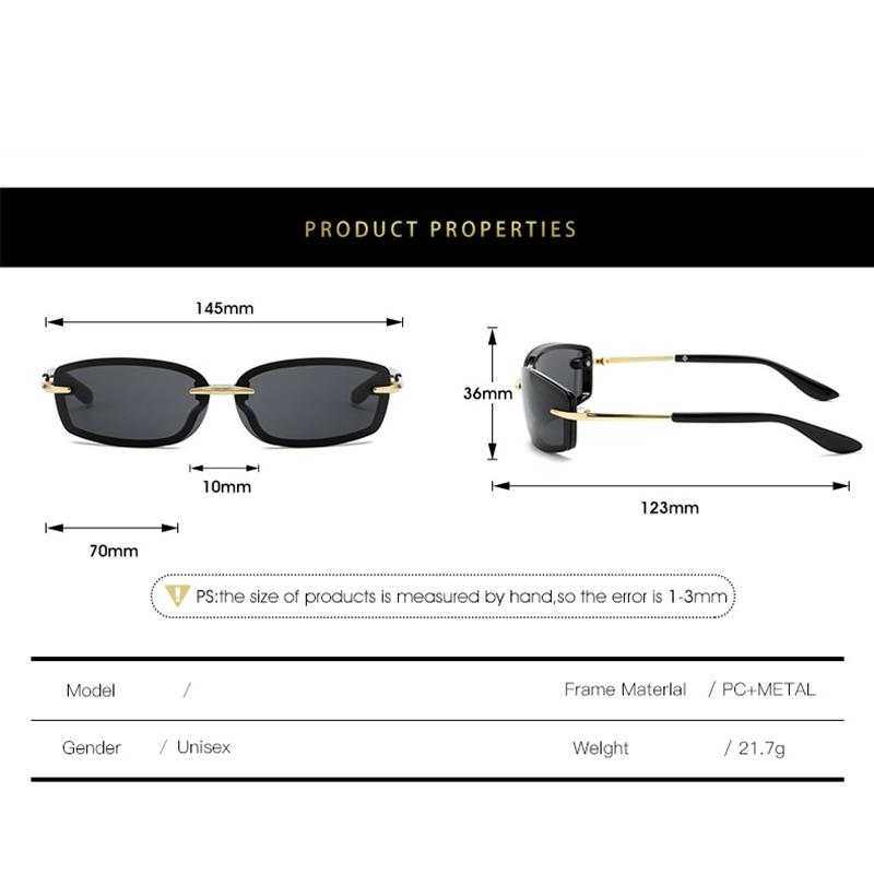 Trendy Y2K Rimless Sunglasses Women Steampunk Goggles Punk Shades UV400 Protection Unisex Outdoor Eyewear