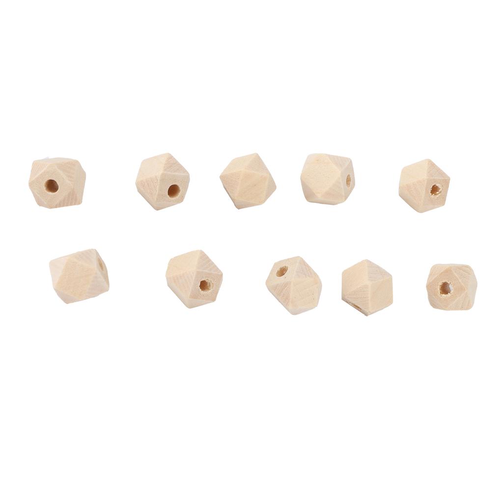 100Pcs Octagonal Wood Beads DIY HandMade Necklaces Keychains Jewelry Accessory Materials