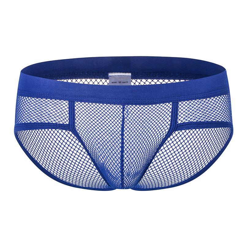 Men's Triangle Underwear Mesh Breathable Low Waist Transparent Underwear Solid Color Underwear